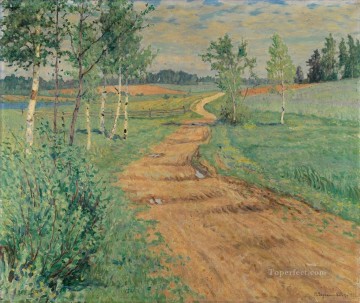 Paisajes Painting - CAMINO DEL PAÍS Nikolay Bogdanov Belsky paisaje de árboles de bosques
